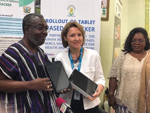 Director-General, Dr Anthony Nsiah-Asare received the technological devices on behalf of the GHS