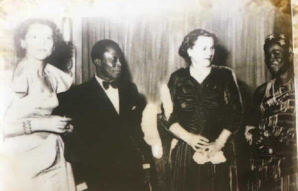 Nana Kusi Apea I (far right) with a Ghanaian diplomat and British officials in 1953