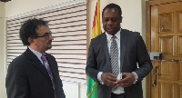 British Ambassador John Benjamin in a discussion with Dr. Matthew Opoku-Prempeh.