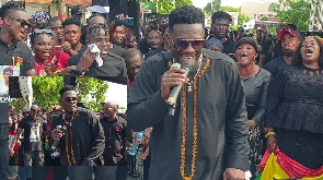 Asamoah Gyan performing at Atsu's funeral