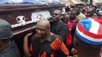 Sammy Awuku third from right with others carrying the coffin