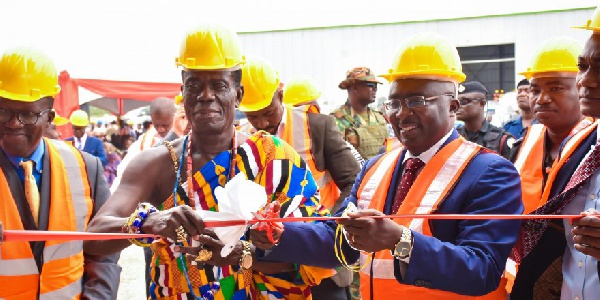 Vice President Dr Mahamudu Bawumia at the commissioning of a railway sleeper plant at Dawa