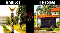 Signages of KNUST and UG Legon