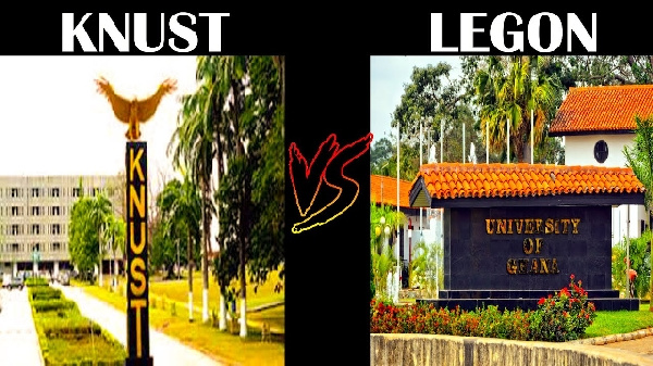 Signages of KNUST and UG Legon