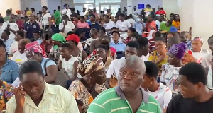 Thousands of anxious parents and students have thronged GNAT hall in Accra