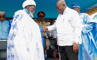 President Nana Addo Dankwa Akufo-Addo in a handshake with Chief Iman Sharubutu