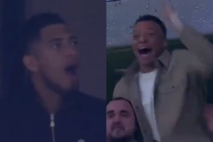 Bellingham (L) and Mbappe (R) were shocked after Valverde scored 3 goals against Manchester City