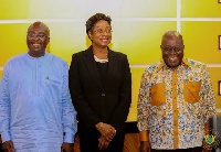 President Nana Addo Dankwa Akufo-Addo (R) with Sophia Akuffo (M) and Vice President Bawumia (L)