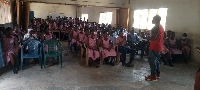 Prophet Abraham Nadutey Nyaunu, speaking to some students in Krobo Girls