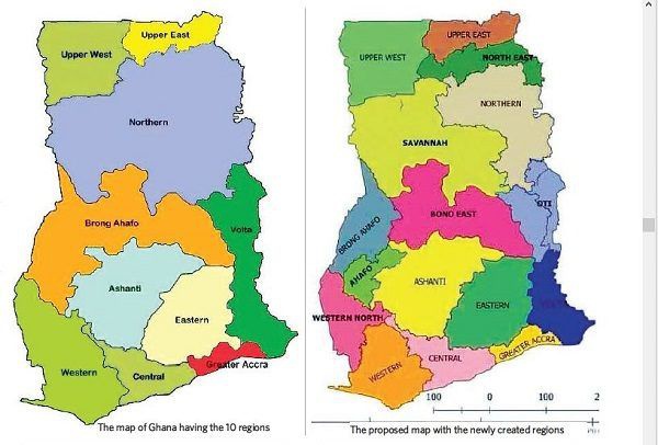 Ghana now has 16 regions with the 6 new additions