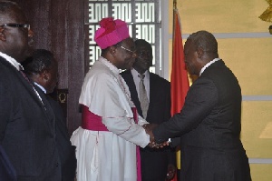 Mahama Shakes Archbishop Kalinga