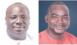 NPP's Matthew Nyindam (L) and NDC parliamentary candidate for Kpandai, Daniel Nsala Wakpal (R)