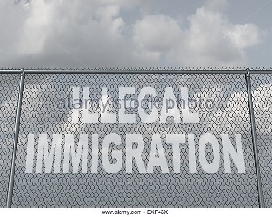 Illegal Immigration Concept As A Chain Fence