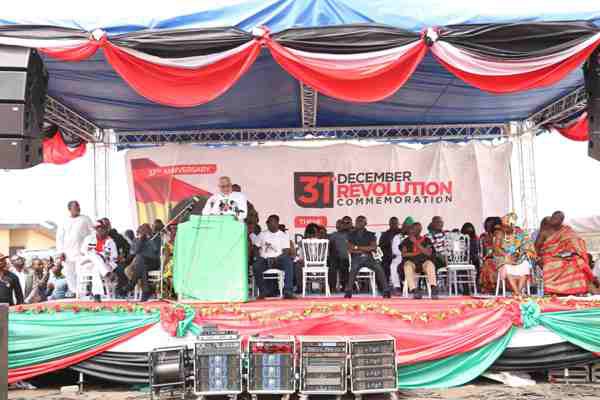 Former President Jerry John Rawlings addressing the gathering