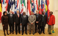 AKufo-Addo (m), Ayorkor Botchway (l) with other leaders of OECD member countries