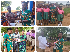 Sikawura is seen here donating to the BECE candidates