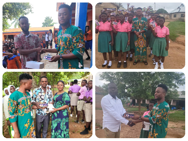 Sikawura is seen here donating to the BECE candidates