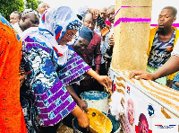 Hajia Fatahiya Abdul Aziz commissioning one of the boreholes