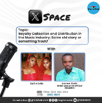 Join GhanaWeb's X spaces to discuss about royalties in the music industry