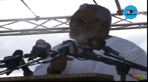 Former president Rawlings pinched his finger and used the blood to sign the NDC manifesto