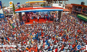 Dr. Mahamudu Bawumia, was welcomed by a mammoth crowd to Ejura