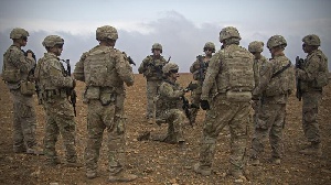 Some personnel of the US military on a field