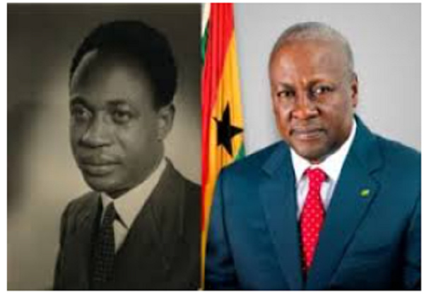 Kwame Nkrumah (left) and John Dramani Mahama (right)