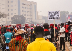 Demonstrators at the #OccupyJulorbiHouse protests