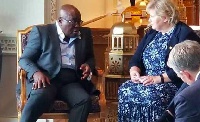 President Nana Addo Dankwah Akufo-Addo interacting with Norwegian Prime Minister Erna Solberg