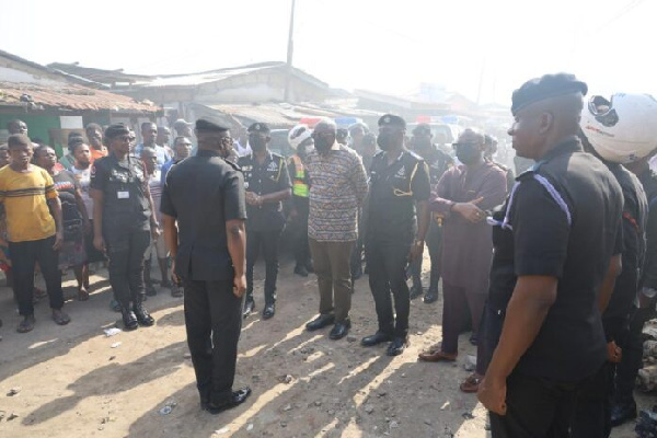 The Minister toured the scene with the Inspector General of Police