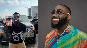 Rising Ghanaian music promoter Ananzo [L] and Nigerian musician Davido