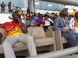 Sports Minister Nii Lantey Vanderpuye and Kwesi Nyankakyi, Ghana FA president at the stadium