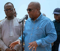 President John Mahama speaks during his visit to Fuveme in the Volta Region
