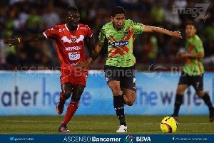 Francis Afriyie [Left], netted the only goal for Murcielagos FC in the 78th minute of the game