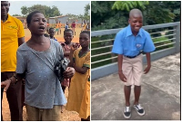 Kwadzo when he was offered the sandles and after his enrollment at the Akropong School for the Blind