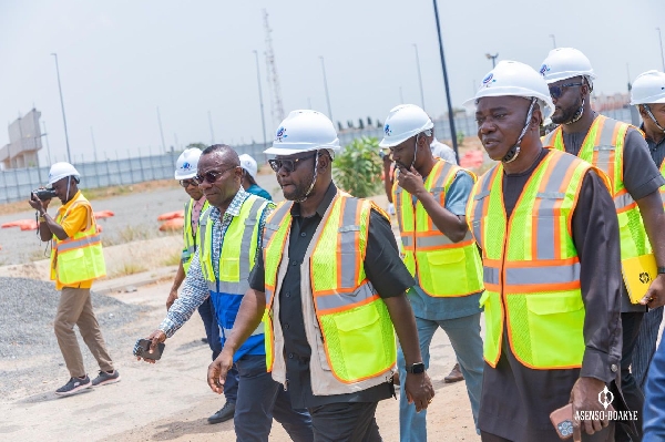 Asenso-Boakye touring the Tema Motorway Phase 2 project