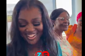 An estatic Jackie Appiah and her mother at the afterparty