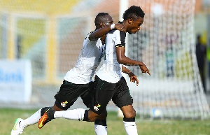 Samuel Tetteh celebrates his debut goal.