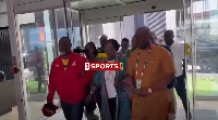 Vice President Professor Jane Naana Opoku-Agyemang (M) at the Black Stars' camp