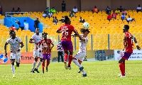 A scene form the Ghana Premier League between Hearts of Oak and Asante Kotoko