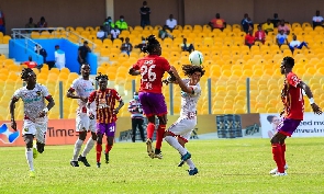 A photo of a Ghana Premier League game between Hearts of Oak and Asante Kotoko