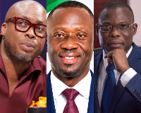 Adom-Otchere (L) says Zakaria Abdulai (M) has threatened NDC executives like Fifi Kwetey (R)