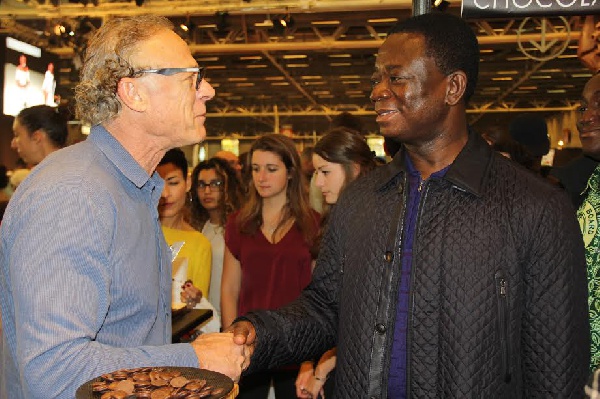 Gary Guittard, President of Guittard Chocolates Company with Dr. Stephen Kwabena Opuni of Cocobod.