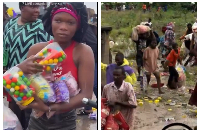 Several people were captured engaging in various activities during the rain