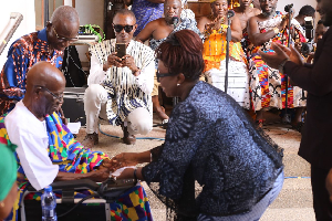 Tourism minister, Abla Dzifa Gomashie, during a visit to Agya Koo Nimo