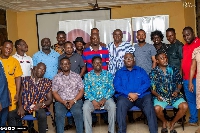 Joe Ghartey with the Ahafo Region NPP members and executives