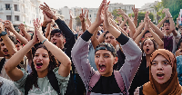 People protest against corruption and calling for healthcare and education reform, in Casablanca
