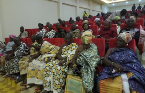 Members of BA Regional House of Chiefs and the general public watching video on DKM