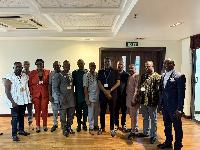 Edem Agbana with the MCE aspirants when they met him at his office at Parliament