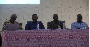 Professor Joseph Atsu Ayeh first from left, speaking at the annual colloquium